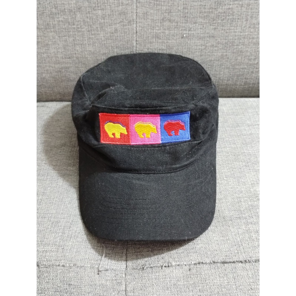 Vtg Yellowstone Grizzly Bear Color Bock Hook & Loop Baseball Hat (hb2)